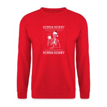 Kinda Merry Kinda Scary Men's Christmas Skeleton - Unisex Sweatshirt - red - Front - Alina (178cm) & Michal (187cm)