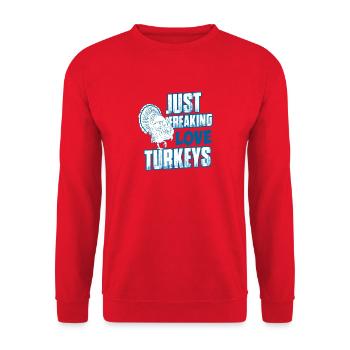 J’adore les dindes - pour les amis dindons - Sweat-shirt Unisexe - rouge - Devant - Alina (178cm) & Michal (187cm)