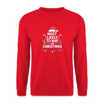 Most Likely to Nap on Christmas - Unisex Sweatshirt - red - Front - Alina (178cm) & Michal (187cm)
