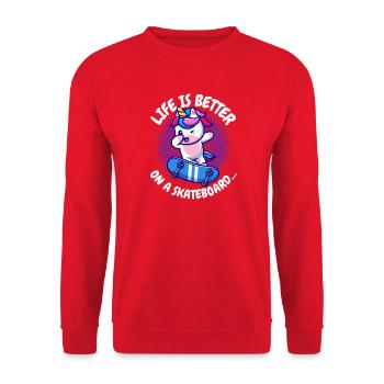 La vie est meilleure Patineuse Licorne Fille - Sweat-shirt Unisexe - rouge - Devant - Alina (178cm) & Michal (187cm)