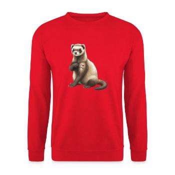 Ferret I Love Dad Heart Graphic - Unisex Sweatshirt - red - Front - Alina (178cm) & Michal (187cm)