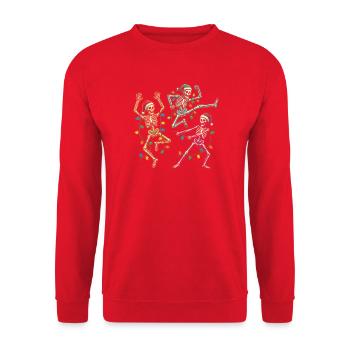 Tanzende Weihnachtsskelette - Unisex Pullover - Rot - Vorne - Alina (178cm) & Michal (187cm)