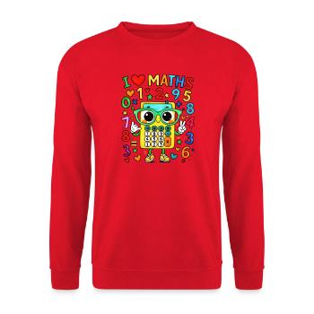 Calculatrice de mathématiques mignonne avec lunettes jour de chiffres - Sweat-shirt Unisexe - rouge - Devant - Alina (178cm) & Michal (187cm)
