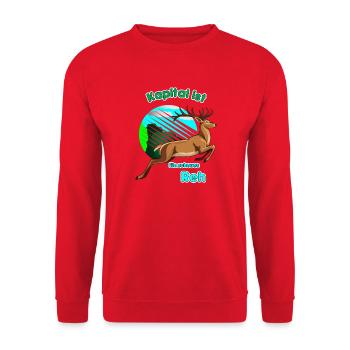 Kapital ist Ein scheues Reh - Unisex Pullover - Rot - Vorne - Alina (178cm) & Michal (187cm)