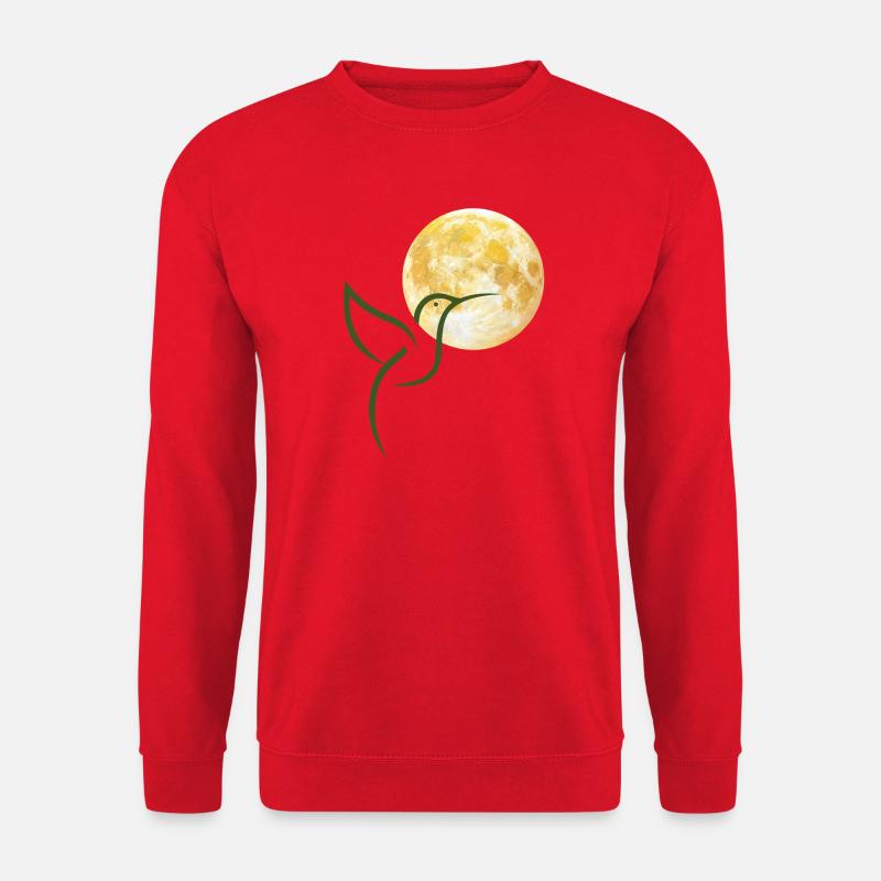 Mond und Kolibris im Aquarell - Unisex Pullover - Rot