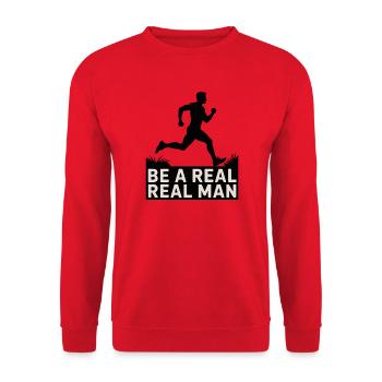 Real Man Run: Bold Drive - Unisex Pullover - Rot - Vorne - Alina (178cm) & Michal (187cm)
