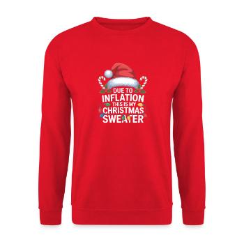 Inflation Christmas Sweater Humor - Unisex Sweatshirt - red - Front - Alina (178cm) & Michal (187cm)
