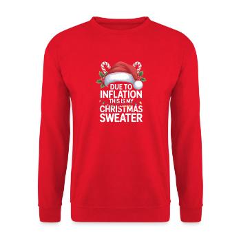Inflation Christmas Sweater Pun - Unisex Sweatshirt - red - Front - Alina (178cm) & Michal (187cm)