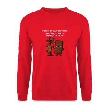 Cocoa grows on trees – so chocolate is fruit - Unisex Sweatshirt - red - Front - Alina (178cm) & Michal (187cm)