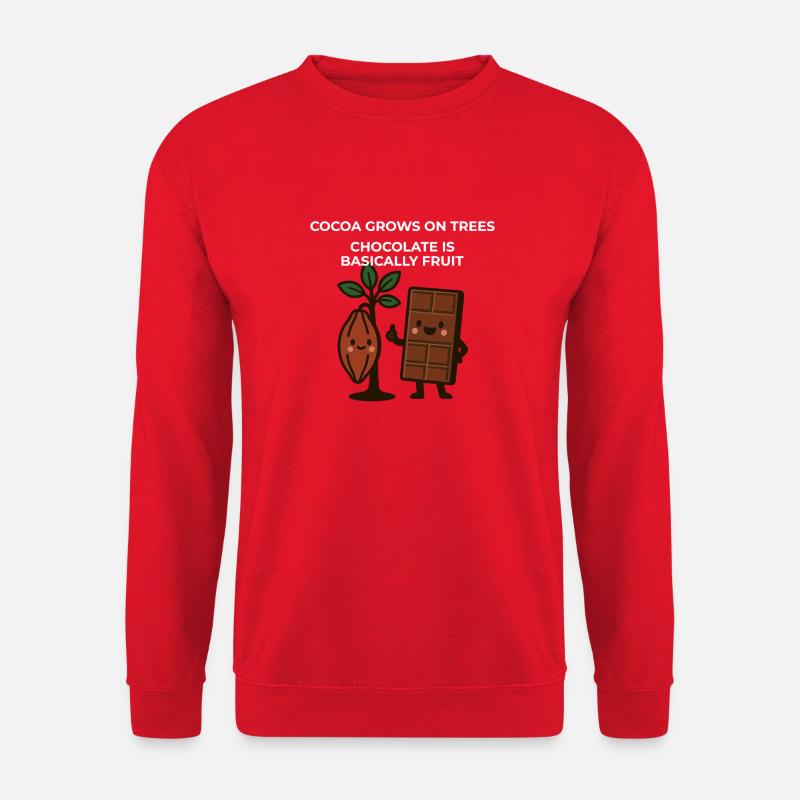 Schokolade ist Obst – lustiger Kakao Spruch - Unisex Pullover - Rot