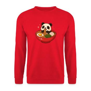 Panda with noodles ramen kawaii panda - Unisex Sweatshirt - red - Front - Alina (178cm) & Michal (187cm)