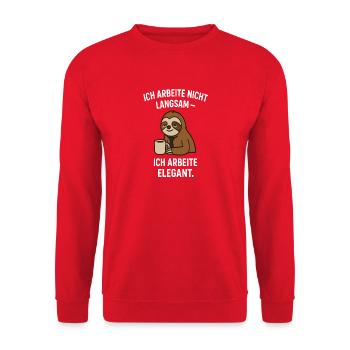 Elegant sloth with coffee - slogan - Unisex Sweatshirt - red - Front - Alina (178cm) & Michal (187cm)