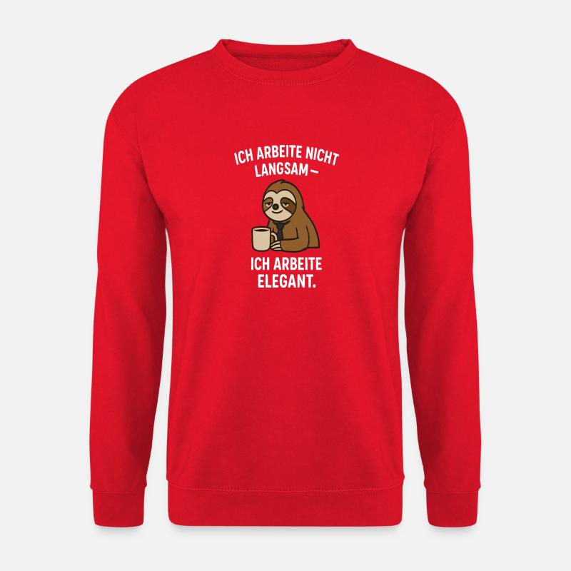Elegantes Faultier mit Kaffee - Slogan - Unisex Pullover - Rot