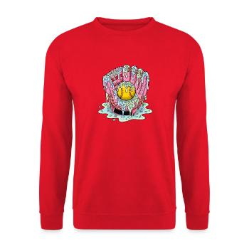 Tropfender Softball Kühne, spaßige Grafik für Fans Spieler - Unisex Pullover - Rot - Vorne - Alina (178cm) & Michal (187cm)