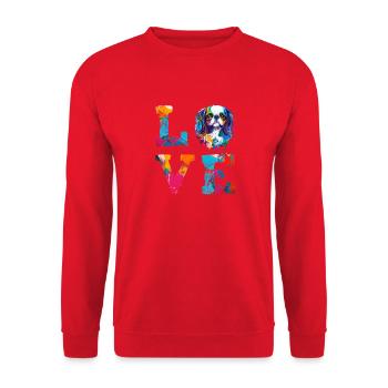 Les King Charles Spaniels adorent la peinture abstraite colorée - Sweat-shirt Unisexe - rouge - Devant - Alina (178cm) & Michal (187cm)