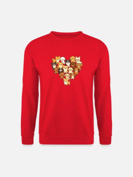 Hund Hunde Herz Liebe - Unisex Pullover - Rot
