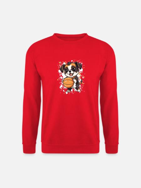 Basketball-Hundchen Spielspaß - Unisex Pullover - Rot