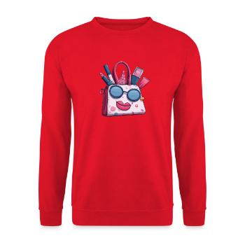 Cosmetic Bag with Sunglasses Charm - Unisex Sweatshirt - red - Front - Alina (178cm) & Michal (187cm)