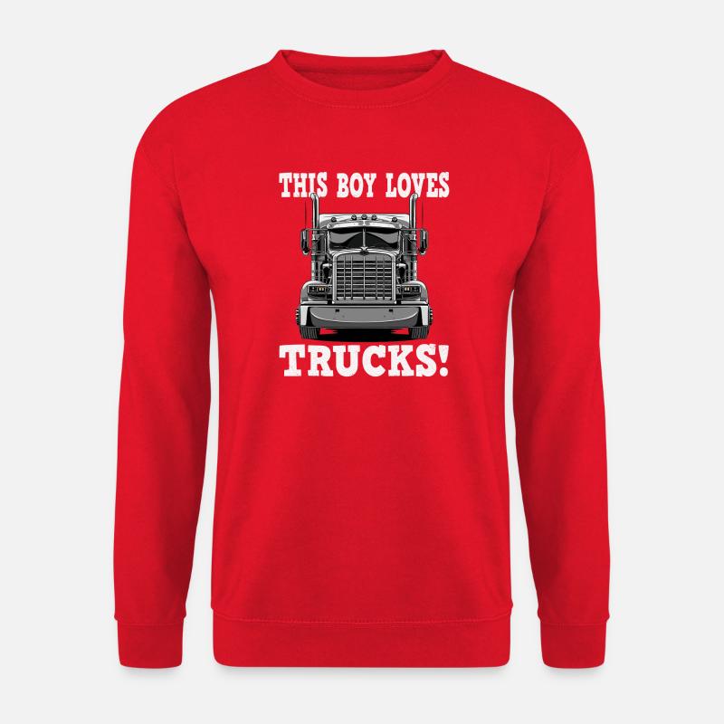 Boy Loves Trucks Front View - Unisex Sweatshirt - red