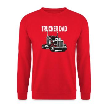 Trucker Dad Truck-Print - Unisex Pullover - Rot - Vorne - Alina (178cm) & Michal (187cm)