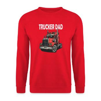 Trucker Dad Roter Truck Grafik - Unisex Pullover - Rot - Vorne - Alina (178cm) & Michal (187cm)