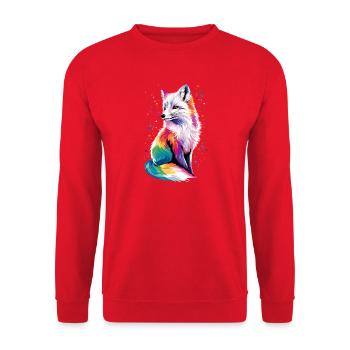 Polarfuchs Schneefuchs Eisfuchs Süßer Weißer Fuchs - Unisex Pullover - Rot - Vorne - Alina (178cm) & Michal (187cm)