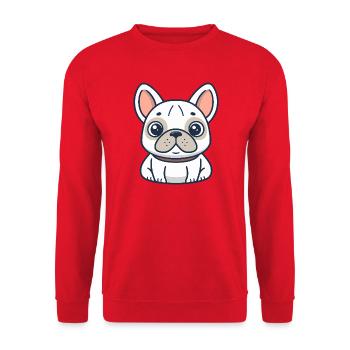 Cute White Cartoon Bulldog - Unisex Sweatshirt - red - Front - Alina (178cm) & Michal (187cm)