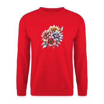 Wasserfarbene Blütenbouquet - Unisex Pullover - Rot - Vorne - Alina (178cm) & Michal (187cm)