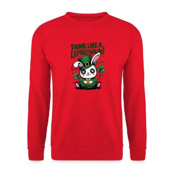 Lutin Léprechaun Buveur Bunny La Saint-Patrick - Sweat-shirt Unisexe - rouge - Devant - Alina (178cm) & Michal (187cm)