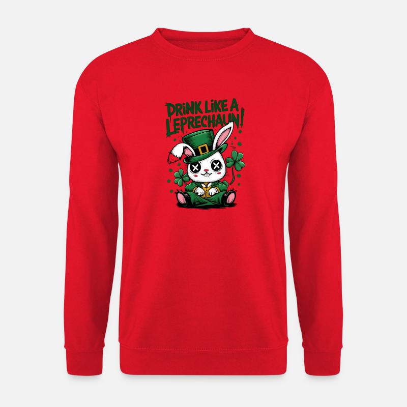Drinking Bunny Leprechaun St. Patrick's Day - Unisex Sweatshirt - red