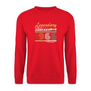 January 1966 Vintage Retro Birthday Gift - Unisex Sweatshirt - red - Front - Alina (178cm) & Michal (187cm)