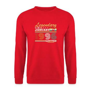 January 1996 Vintage Retro Birthday Gift - Unisex Sweatshirt - red - Front - Alina (178cm) & Michal (187cm)