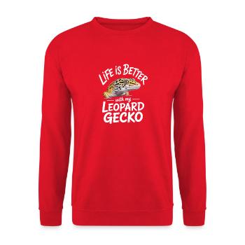 Life is Better with Leopard Gecko Tee - Unisex Sweatshirt - red - Front - Alina (178cm) & Michal (187cm)