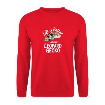 Leopard Gecko Life Is Better - Unisex Sweatshirt - red - Front - Alina (178cm) & Michal (187cm)