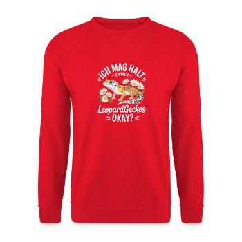 LeopardGecko Blumenmotiv - Unisex Pullover - Rot - Vorne - Alina (178cm) & Michal (187cm)