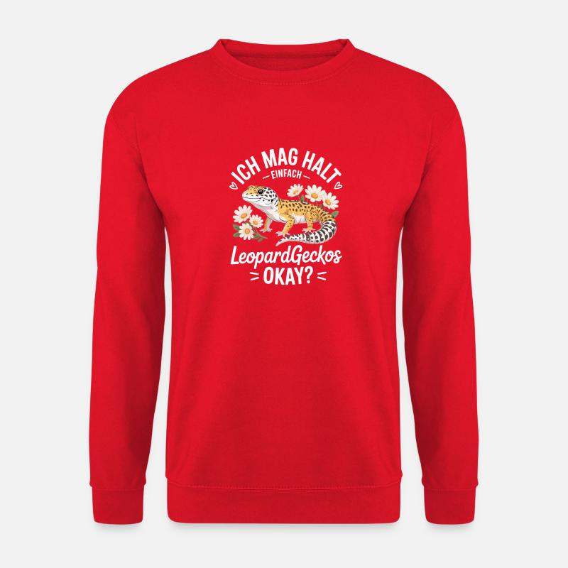 LeopardGecko Blumenmotiv - Unisex Pullover - Rot