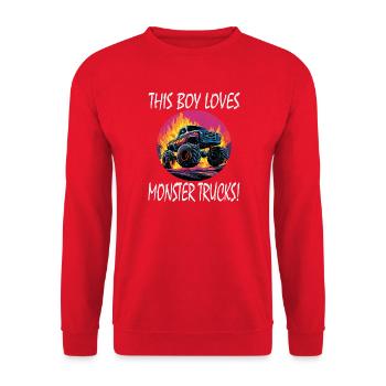 Monster Truck Flammen-Show - Unisex Pullover - Rot - Vorne - Alina (178cm) & Michal (187cm)