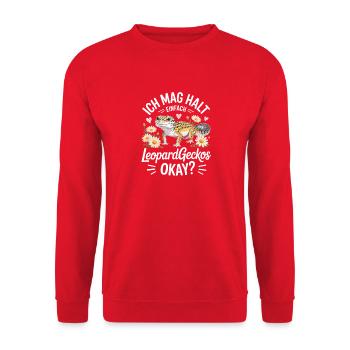 I like leopard geckos OKAY - Unisex Sweatshirt - red - Front - Alina (178cm) & Michal (187cm)
