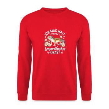 Leopardgeckos Okay Florale Illustration - Unisex Pullover - Rot - Vorne - Alina (178cm) & Michal (187cm)