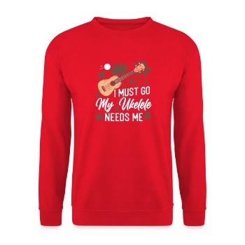 Hawaiian Ukulele Uke I Must Go My - Unisex Pullover - Rot - Vorne - Alina (178cm) & Michal (187cm)