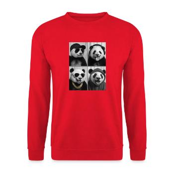 Panda - Unisex Pullover - Rot - Vorne - Alina (178cm) & Michal (187cm)