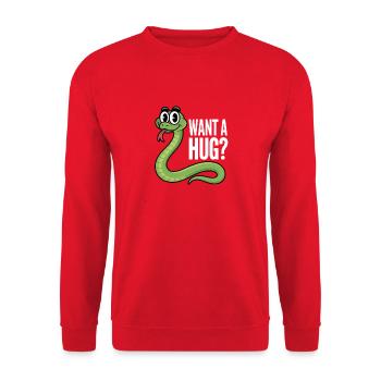 Tu veux faire un câlin ? Graphique de serpent de dessin animé - Sweat-shirt Unisexe - rouge - Devant - Alina (178cm) & Michal (187cm)
