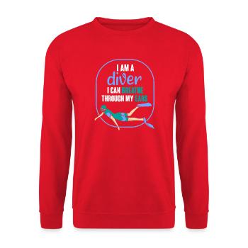 Diving Diver Snorkeling Recreational Diver - Unisex Sweatshirt - red - Front - Alina (178cm) & Michal (187cm)