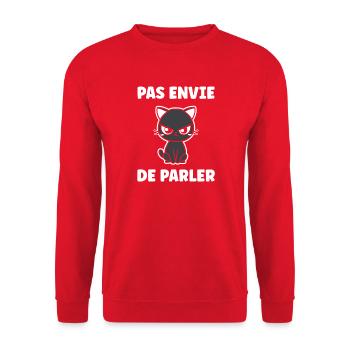 Die grummelige Katze will nicht reden - Unisex Pullover - Rot - Vorne - Alina (178cm) & Michal (187cm)