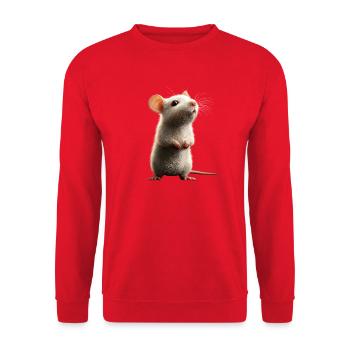 Ratte Süße Maus Nagetiere Zwergmaus Ratten Mäuse - Unisex Pullover - Rot - Vorne - Alina (178cm) & Michal (187cm)