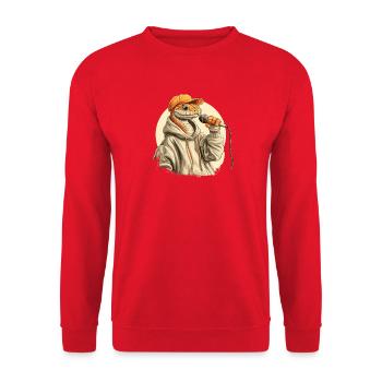 Rappende Schlange im Hoodie - Unisex Pullover - Rot - Vorne - Alina (178cm) & Michal (187cm)