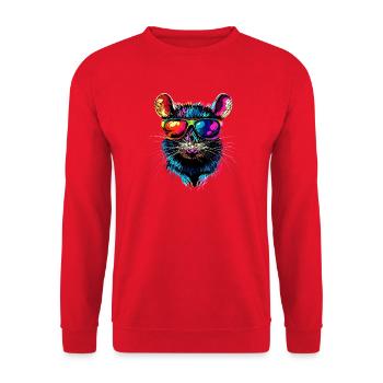 Ratte Süße Maus Nagetiere Zwergmaus Ratten Mäuse - Unisex Pullover - Rot - Vorne - Alina (178cm) & Michal (187cm)