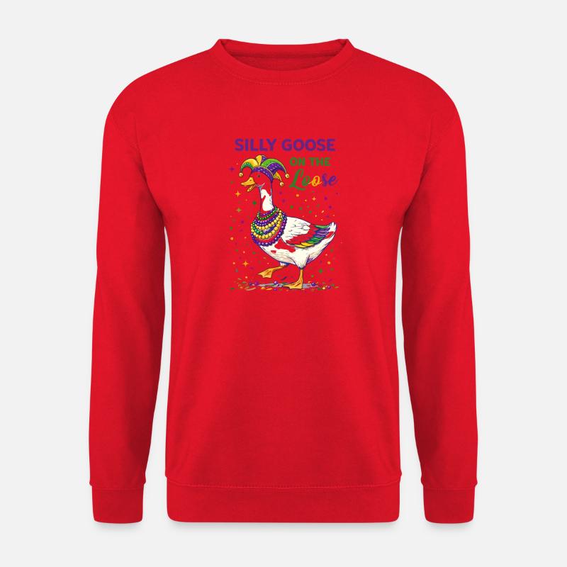 Gänsekarneval: Gans im Groove - Unisex Pullover - Rot