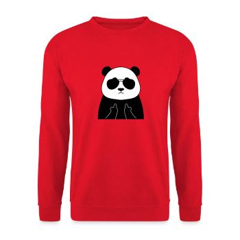 Panda with Sunglasses Middle Finger - Unisex Sweatshirt - red - Front - Alina (178cm) & Michal (187cm)