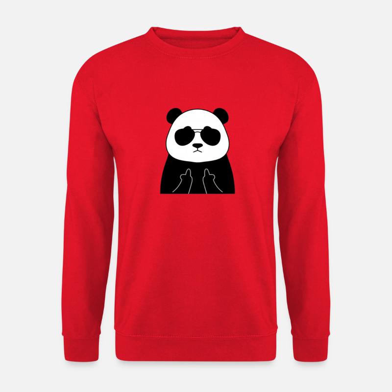 Panda mit Sonnenbrille Mittelfinger - Unisex Pullover - Rot